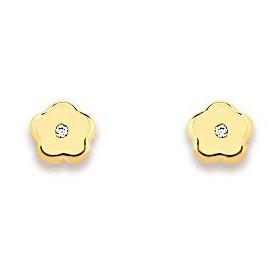 Clous d'oreilles fleurs en or et zirconias