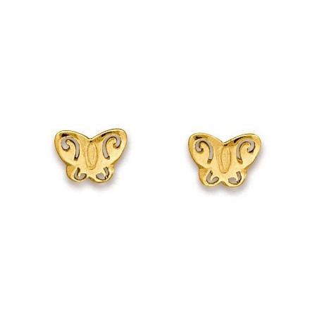 Clous d\'oreilles papillons en or - Bijouterieonline.com