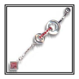 Piercing argent de nombril double anneau et carré de cristal