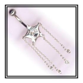 Piercing de nombril en argent étoile filante