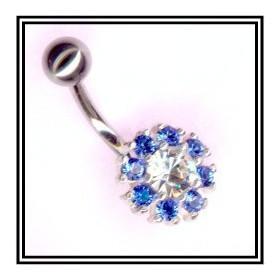 Piercing de nombril en argent fleur d'oxydes de zirconium