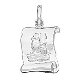 Pendentif zodiaque parchemin Verseau en argent