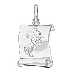 Pendentif zodiaque parchemin Sagittaire en argent