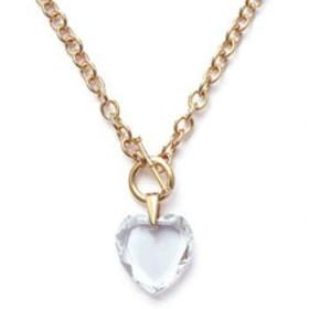 Collier plaqué or et coeur en zirconia.