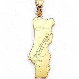 Pendentif plaqué or carte du Portugal