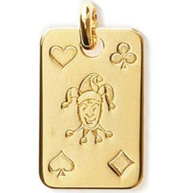 Pendentif plaqué or carte jocker.