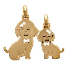 Pendentif plaqué or duo chiens cabo-chic.