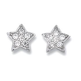 Boucles d'oreilles étoiles en argent et oxyde de zirconium.