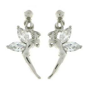 Boucles d'oreilles fée en argent avec oxydes de zirconium blanc.