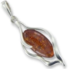 Pendentif argent et ambre.