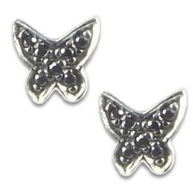 Clous d'oreilles argent papillons.