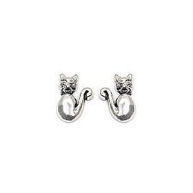 Clous d'oreilles argent chats