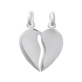 Pendentif coeur à  partager en argent.