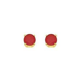 Clous d'oreilles or 750 et rubis de 3 mm