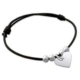 Bracelet argent 4 viroles et coeur en breloque