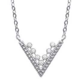 Collier argent oxydes de zirconium micro serti en V