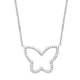 Collier argent papillon de 20 mm