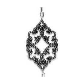 Collier sautoir argent motifs baroques pavé