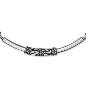 Bracelet argent barres courbes avec motif tribal