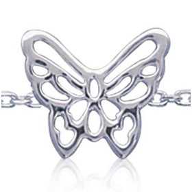 Bracelet argent médaillon papillon ajouré de 19 mm