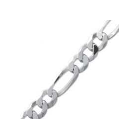 Chaîne en argent maille figaro diamantée 7 mm