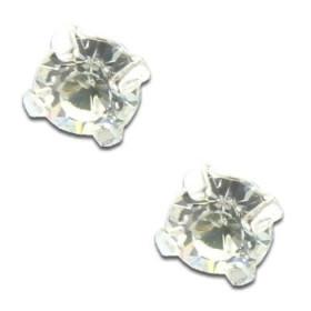 Clous d'oreilles en argent et cristal blanc rond