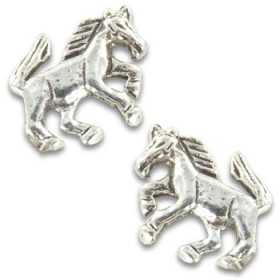 Clous d'oreilles chevaux cabrés en argent