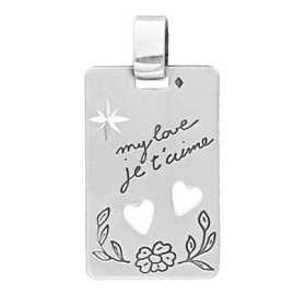 Pendentif my love je taime en argent