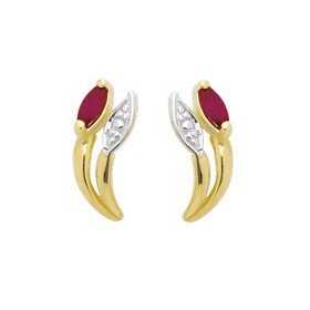 Boucles d'oreilles or et rubis