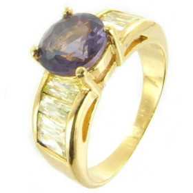 Bague plaqué or oxyde mauve accompagné ø60