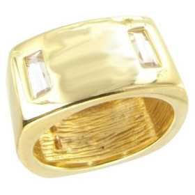 Bague plaqué or anneau large avec zirconias taille baguette ø52