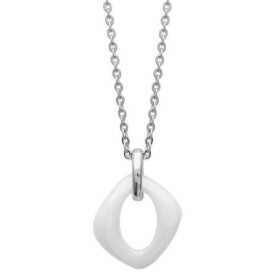 Collier argent avec pendentif céramique blanche