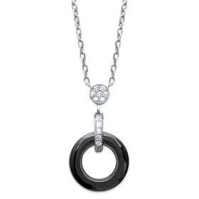 Collier en acier avec céramique noir et oxydes de zirconium