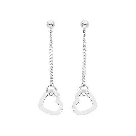 Boucles d\'oreilles coeurs en argent. - Bijouterieonline.com