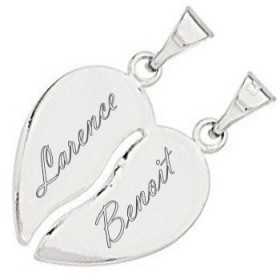 Pendentif coeur cassant personnalisé en argent.