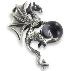 Pendentif dragon en argent et oeil de tigre