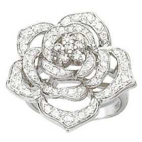 Grosse bague rose en argent et zirconias ø52