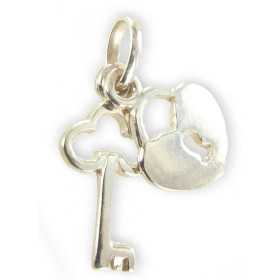 Pendentif argent coeur cadenas