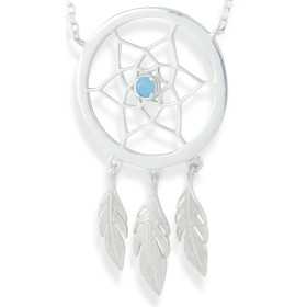 Collier dreamcatcher en argent et turquoise