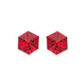 clous d'oreilles argent avec prisme cristal rouge