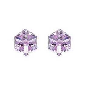 clous d'oreilles argent avec prisme cristal mauve