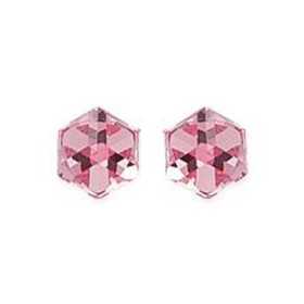 clous d'oreilles argent avec prisme cristal rose