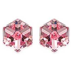 clous d'oreilles argent avec grand prisme cristal rose