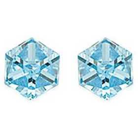 clous d'oreilles argent avec grand prisme cristal bleu ciel