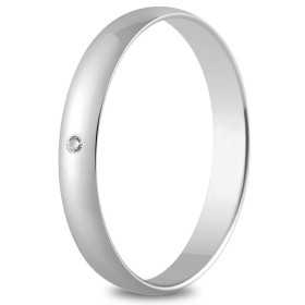 Alliance or blanc 3 mm, diamant de 0,01 ct