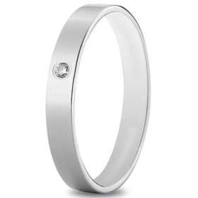 Alliance or blanc 3,5 mm, diamant de 0,02 carat