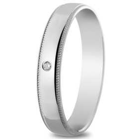 Alliance or blanc 4 mm, brillante - diamant de 0,02 carat