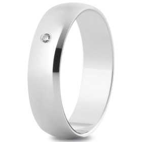 Alliance or blanc 5 mm, diamant de 0,02 carat