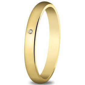 Alliance or jaune 3 mm, diamant de 0,02 ct