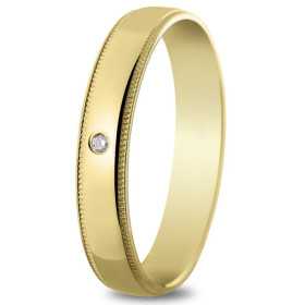 Alliance or jaune 4 mm, brillante - diamant de 0,02 carat